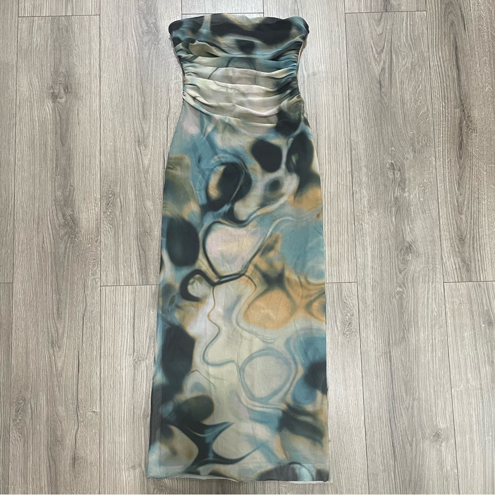Zara Multicolor Strapless Midi Dress
